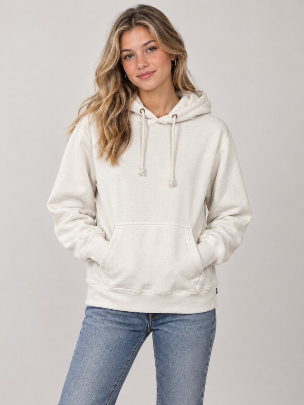 Rowing Blazers White Hoodie Sweatshirt with Kangaroo Pocket, Size S